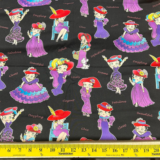 Betty Boop Red Hat and evening gowns fabric
