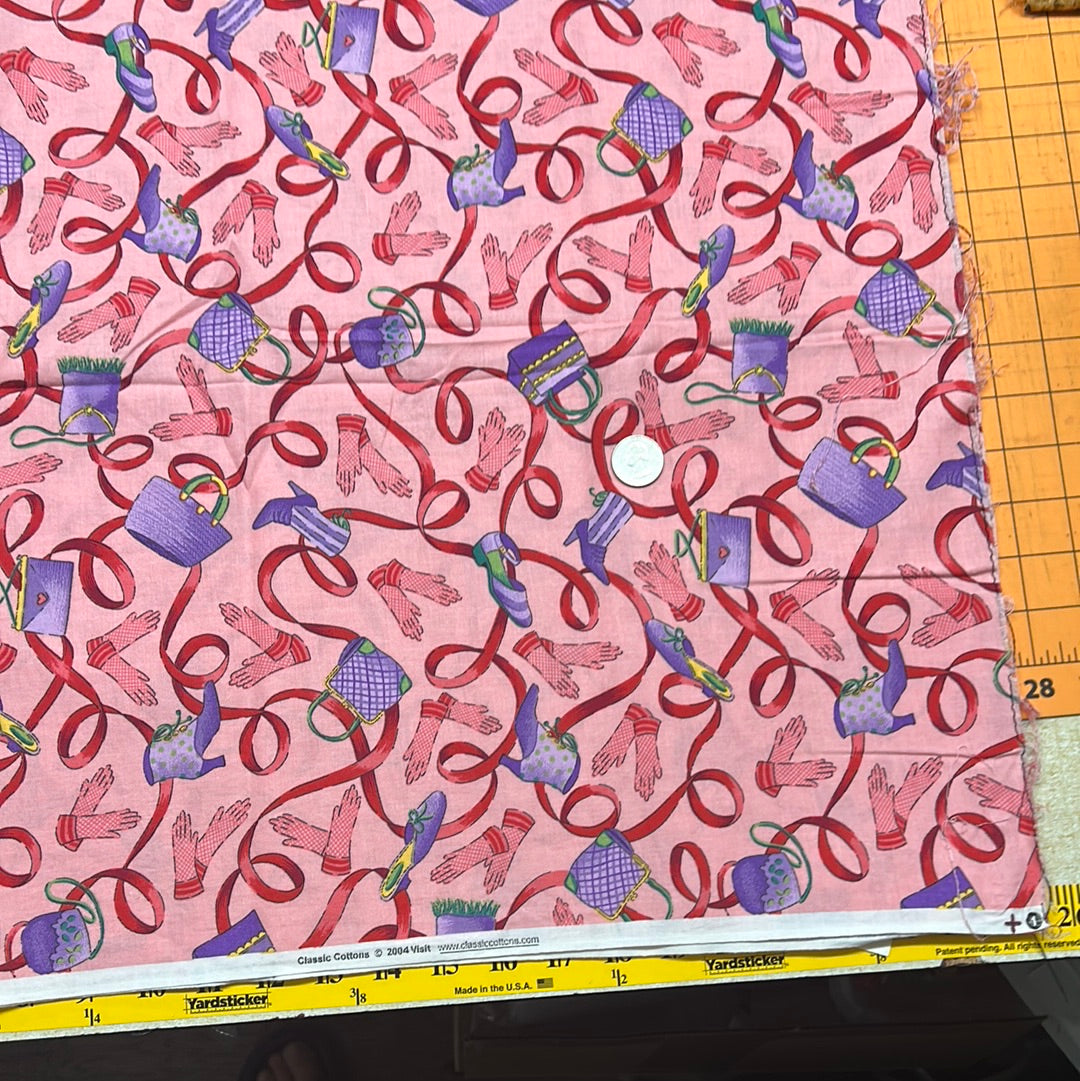 Red hat themed fabric by cotton Classics