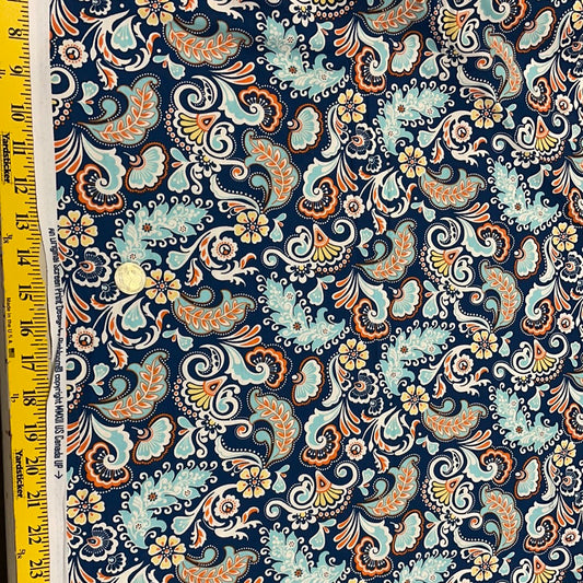 Floral Paisley- Blue Orange & Yellows